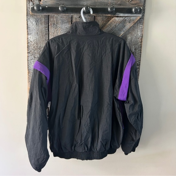 Men's Vintage Light Weight Full Zipper Jacket w/Zip Away Arms Black & Purple - Picture 2 of 3